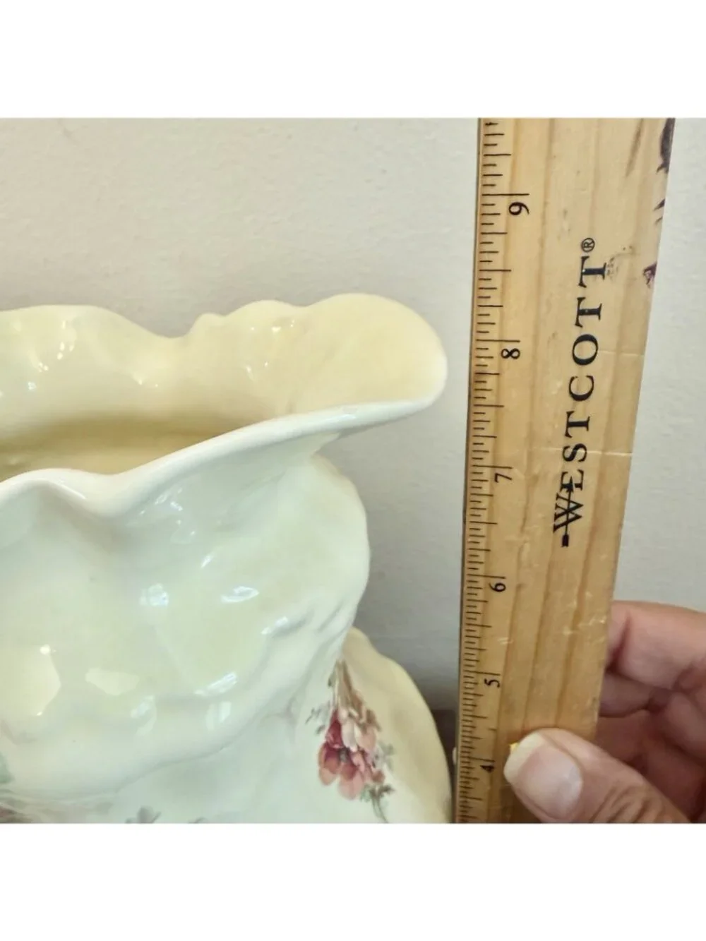 Vintage Athena California Floral Ceramic Pitcher Vase Cottagecore French Country
